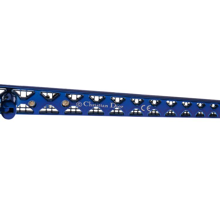 Pre Owned Dior Diorama Club Black and Blue Round Sunglasses 