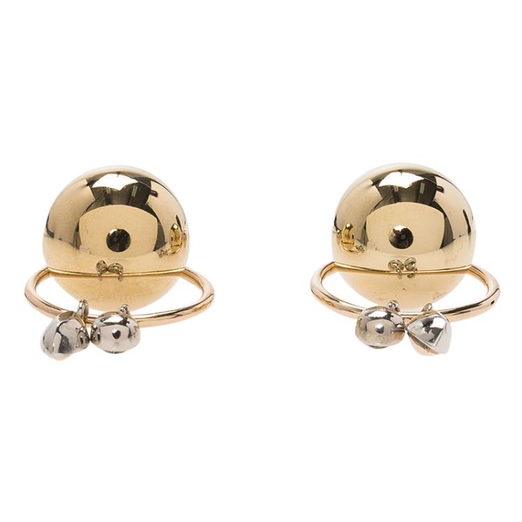 Pre Owned Dior Tribale Crystals Gold and Silver Tone Earrings