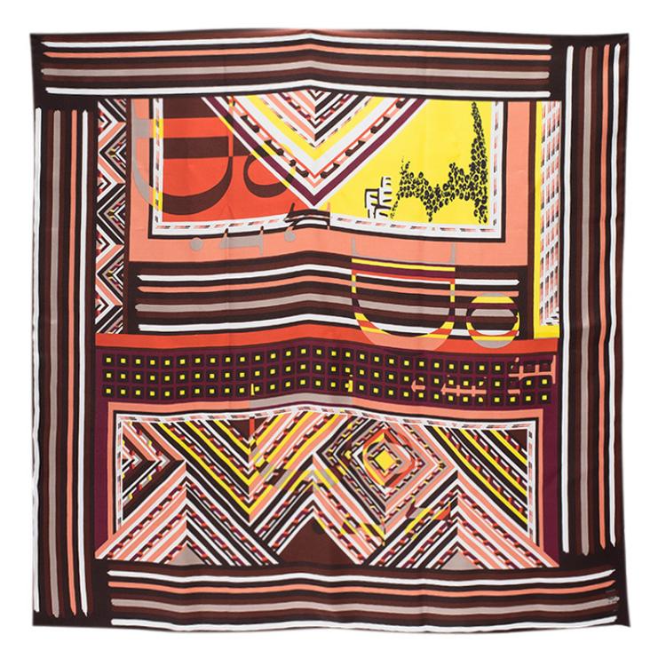 Pre Owned Dior Brown Multicolor Printed Silk Square Scarf