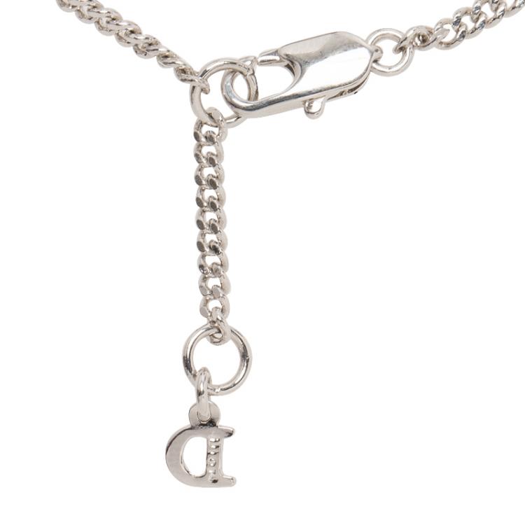 Pre Owned Dior by Dior Silver Tone and Crystal Bow Charm Bracelet
