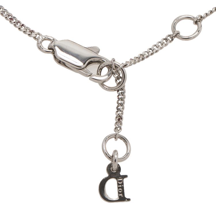 Pre Owned Dior Enamel Tooth Charm Silver Tone Bracelet