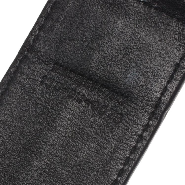 Pre Owned Dior Black Leather and Canvas CD Logo Buckle Belt 100CM