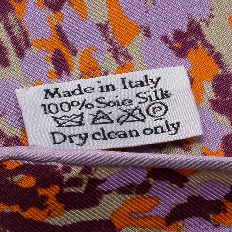 Pre Owned Dior Lilac Floral Print Square Silk Scarf