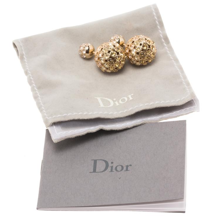Pre Owned Dior Tribales Multi-Color Crystals Gold Tone Stud Earrings