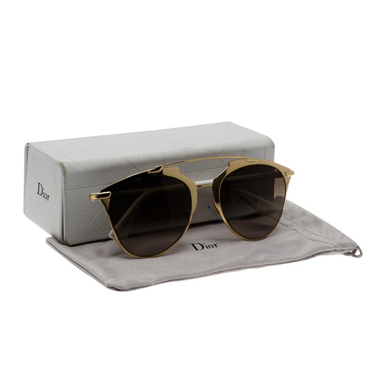 Pre Owned Dior Gold & White Dior Reflected Pantos Sunglasses