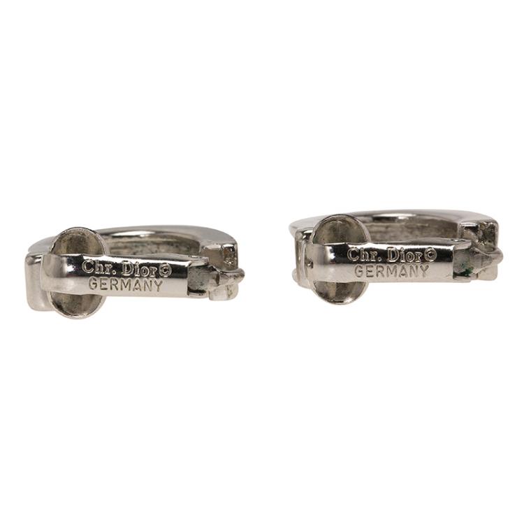 Pre Owned Dior Brushed Silver Tone Half Hoop Clip-on Earrings