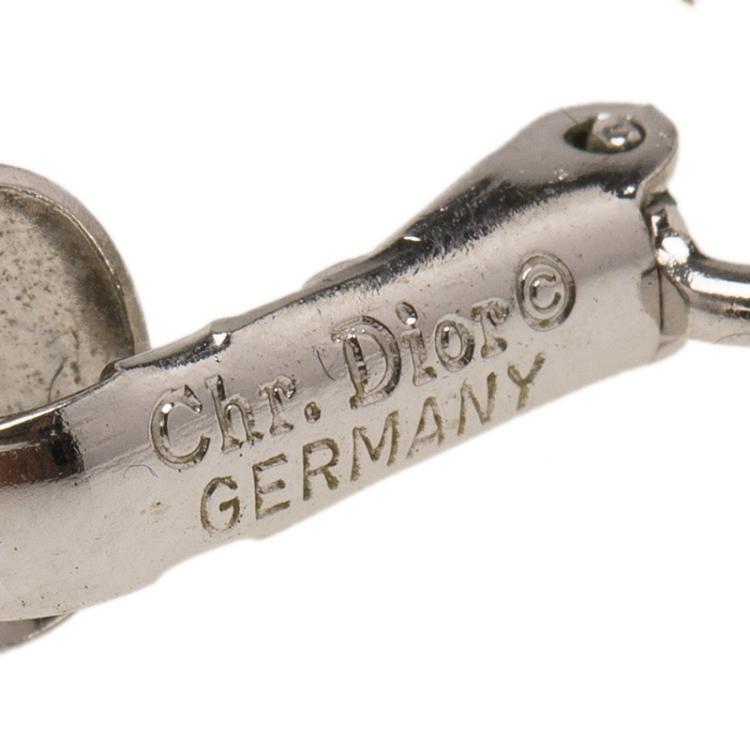 Pre Owned Dior Brushed Silver Tone Half Hoop Clip-on Earrings