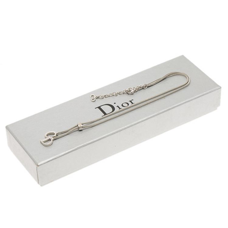 Pre Owned Dior CD Charm Pendant Silver Tone Necklace