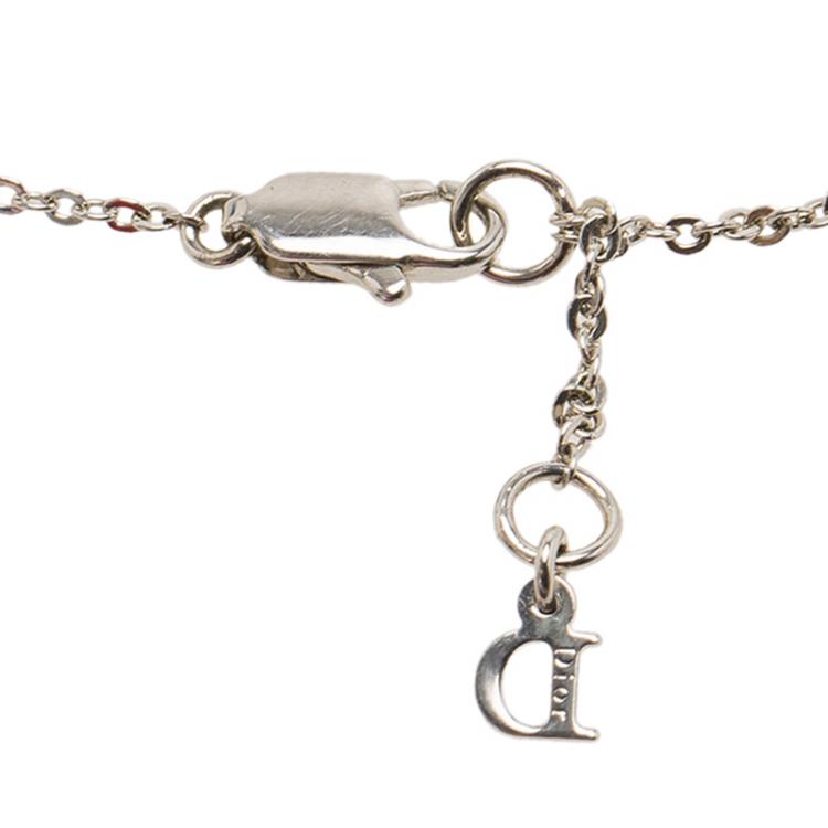 Pre Owned Dior Silver metal and crystal Oblique Bracelet
