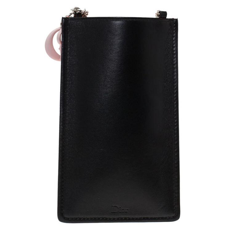 Pre Owned Dior Orange Leather and Fabric Stardust Embellished IPhone Pouch