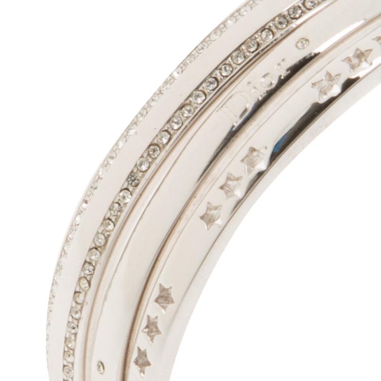Pre Owned Dior Crystals Silver Tone Bangle Bracelet Set