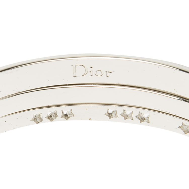 Pre Owned Dior Crystals Silver Tone Bangle Bracelet Set