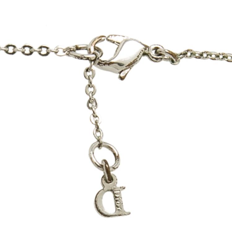 Pre Owned Dior Logo charms Silver Tone Necklace