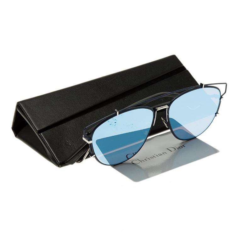Pre Owned Dior Blue Technologic PQUA4 Cut Out Aviator Sunglasses