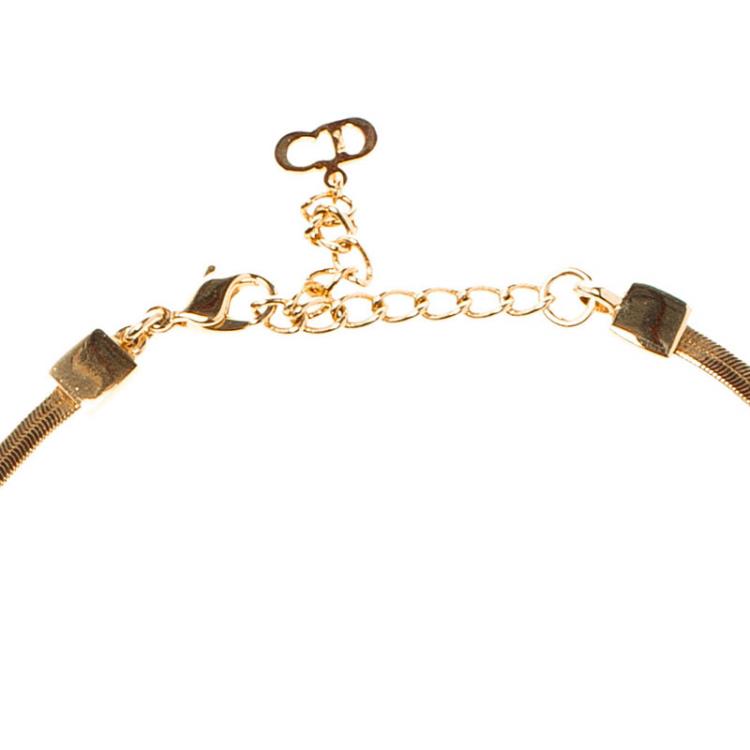 Pre Owned Dior Gold Tone 'D' Pendant Necklace