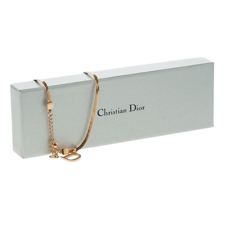 Pre Owned Dior Gold Tone 'D' Pendant Necklace