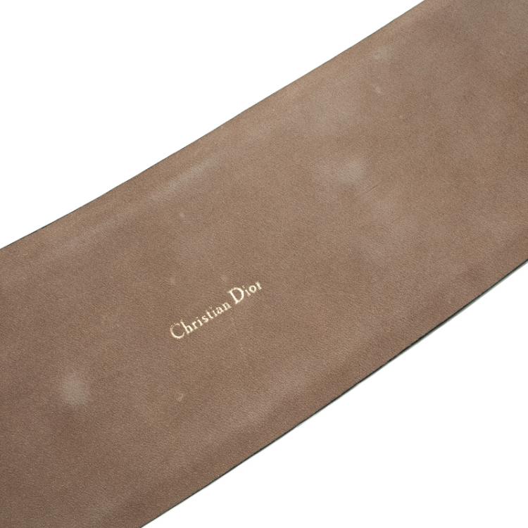 مملوكة مسبقًا Dior Black Leather Logo Embellished Waist Belt 80 CM