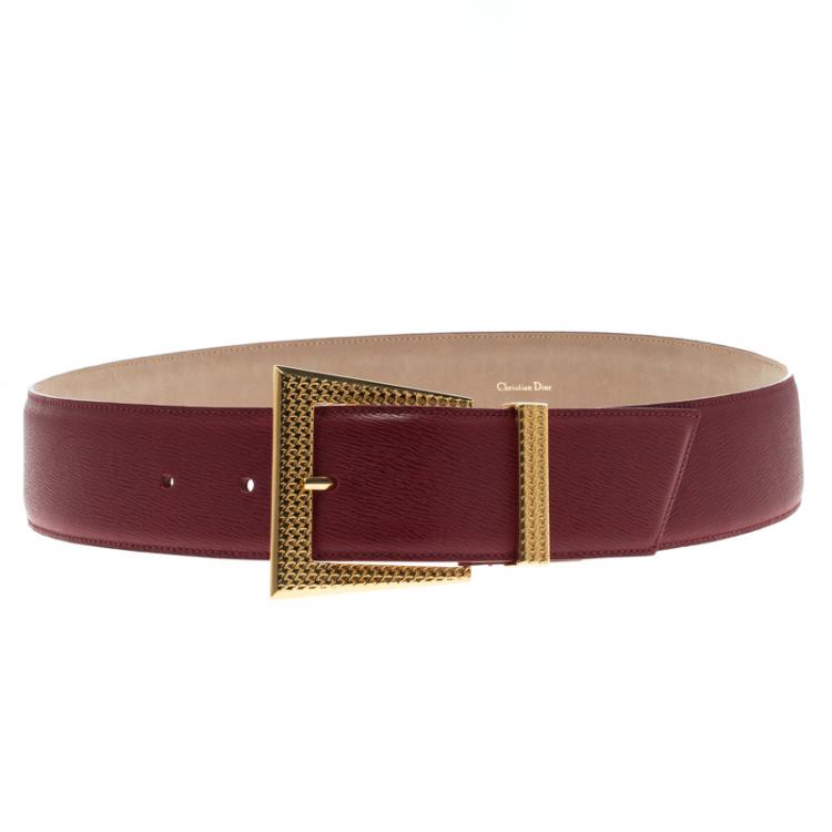 مملوكة مسبقًا Dior Red Textured Leather Belt 85 CM
