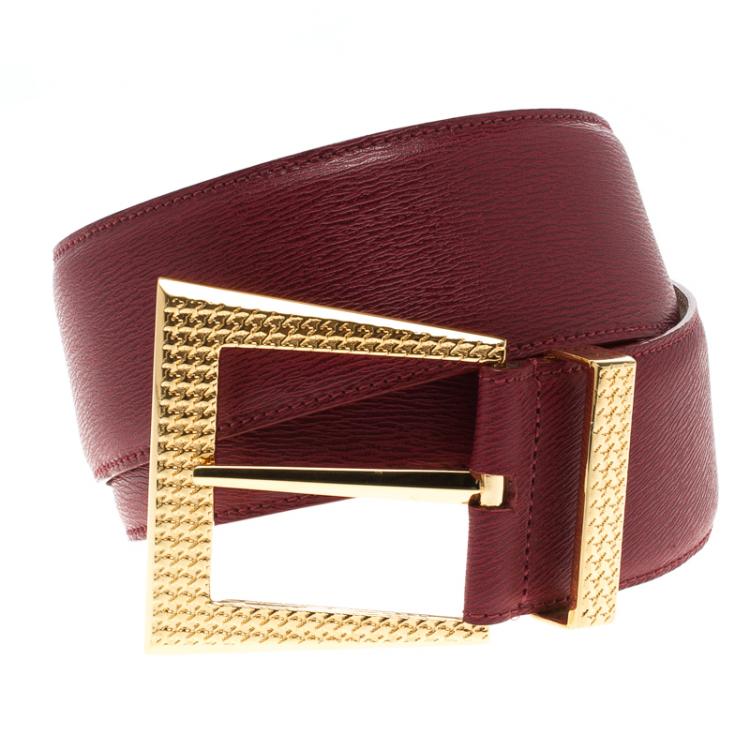 مملوكة مسبقًا Dior Red Textured Leather Belt 85 CM