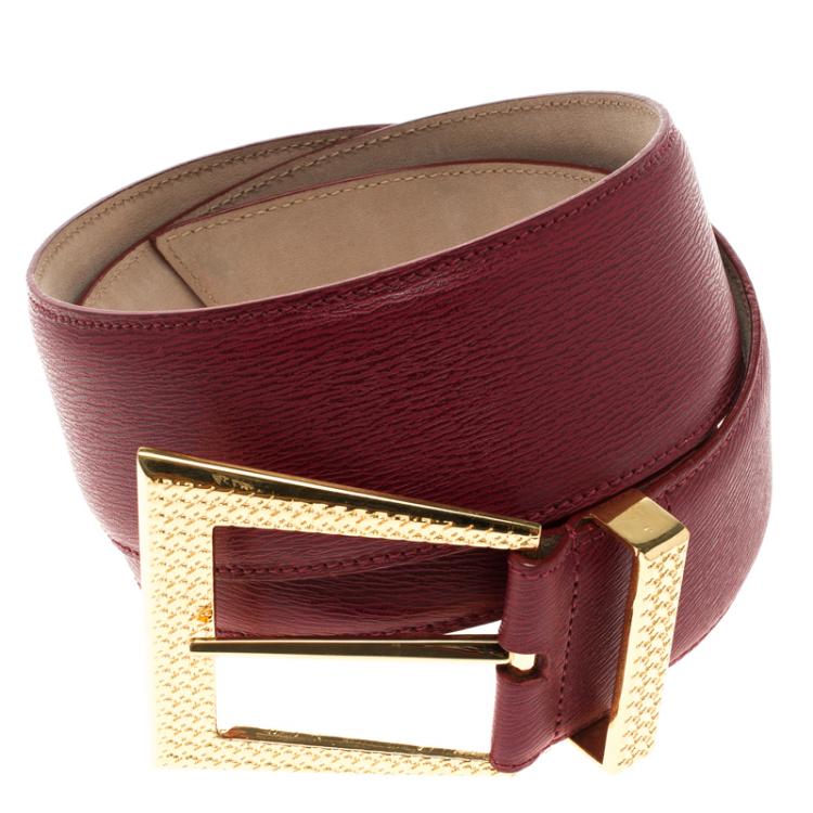 مملوكة مسبقًا Dior Red Textured Leather Belt 85 CM