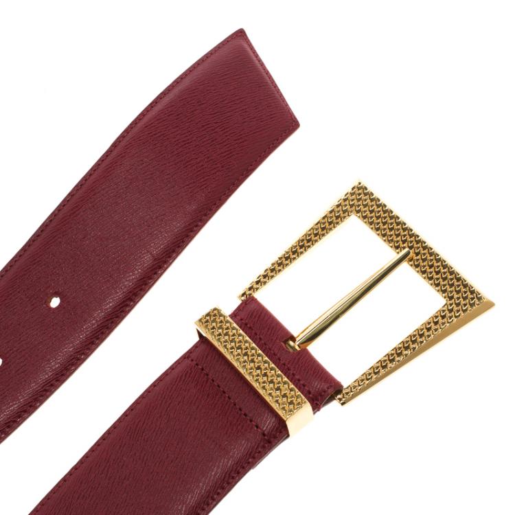 مملوكة مسبقًا Dior Red Textured Leather Belt 85 CM