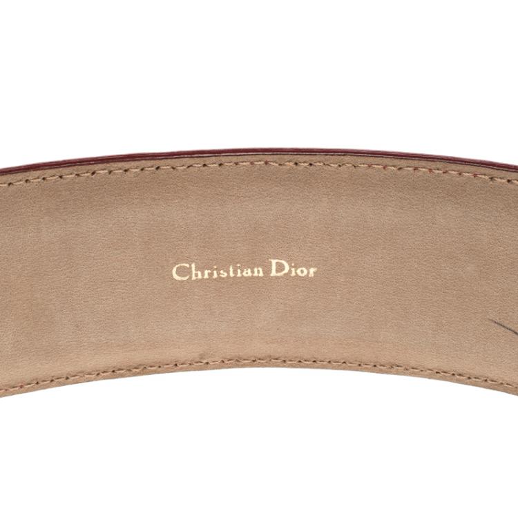 مملوكة مسبقًا Dior Red Textured Leather Belt 85 CM