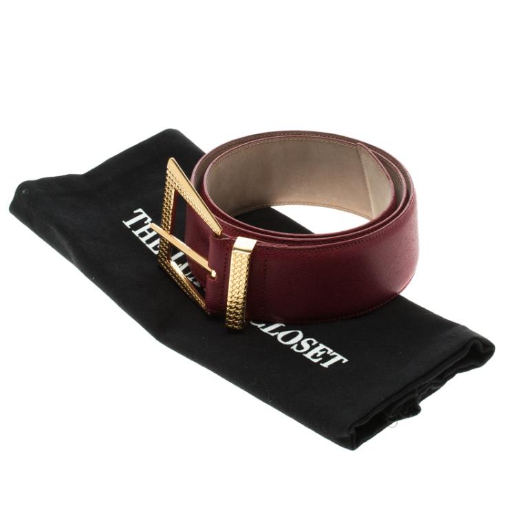 مملوكة مسبقًا Dior Red Textured Leather Belt 85 CM
