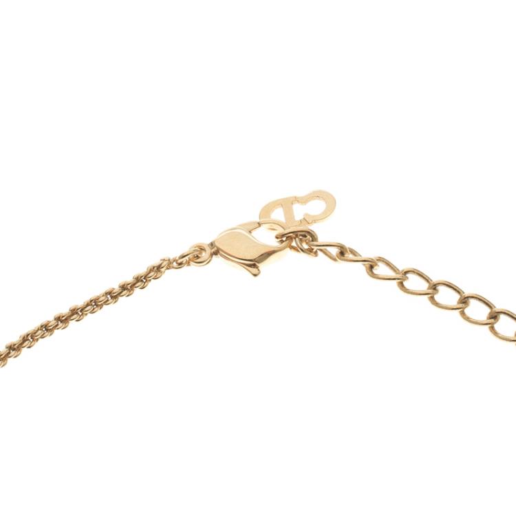 Pre Owned Dior Gold-tone Logo Pendant Necklace