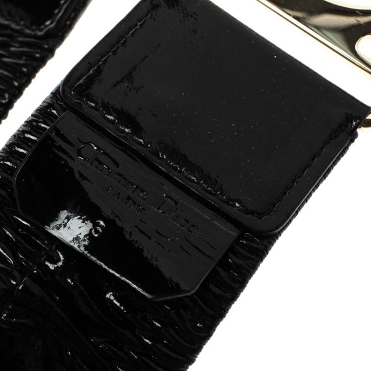 Pre Owned Dior Black Patent Leather Elastic Belt S