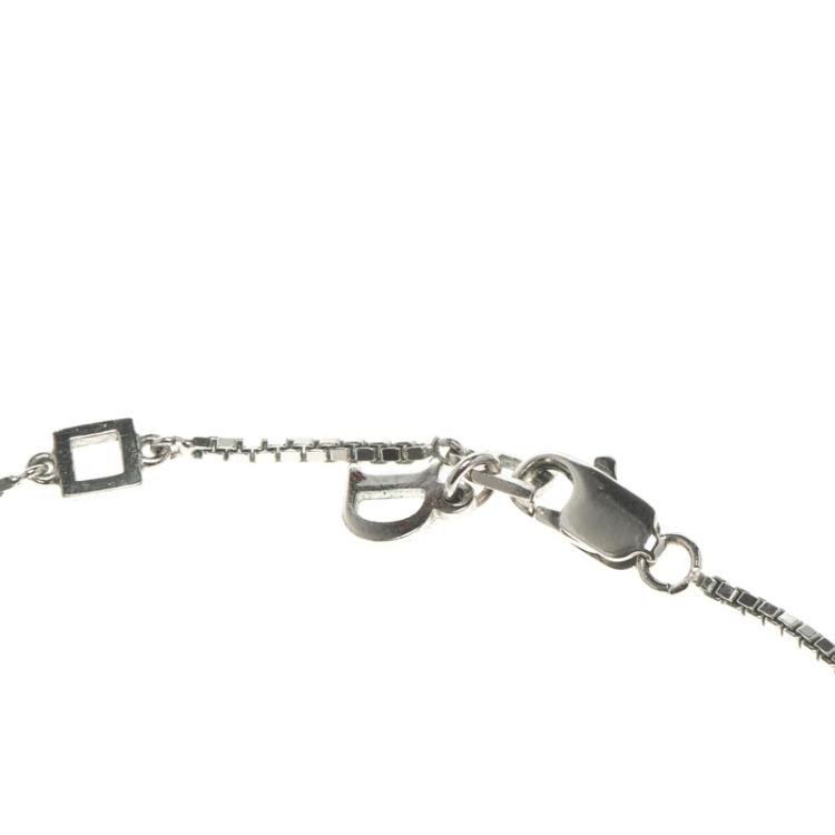 Pre Owned Dior Silver Tone Tag Tiered Necklace