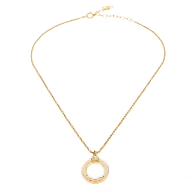 Pre Owned Dior "O" Charm Gold Tone Necklace