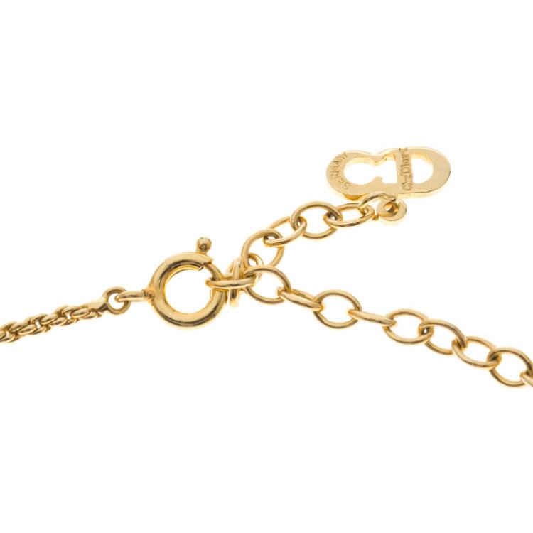 Pre Owned Dior "O" Charm Gold Tone Necklace