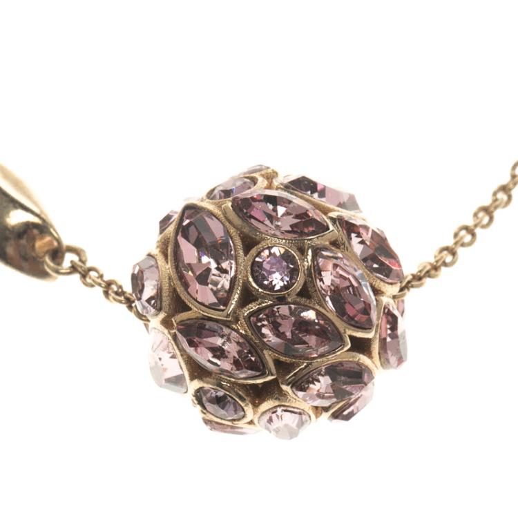 Pre Owned Dior Purple Crystal Ball Gold Tone Bracelet