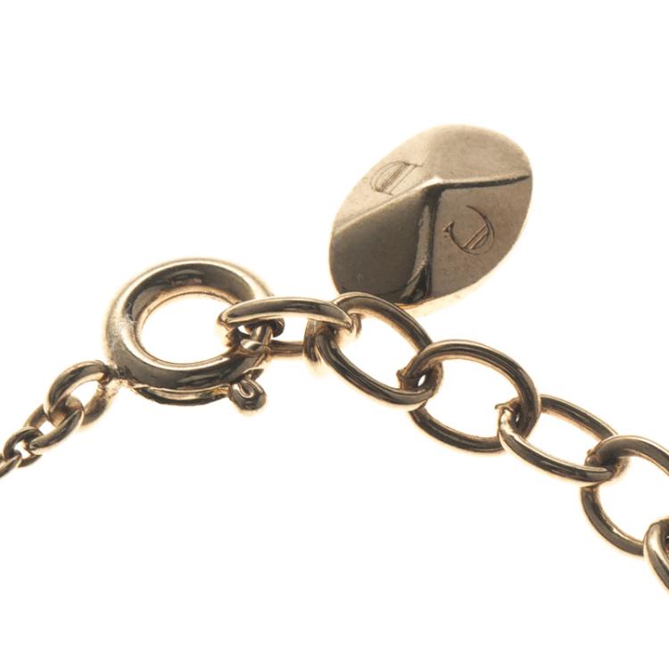 Pre Owned Dior Purple Crystal Ball Gold Tone Bracelet