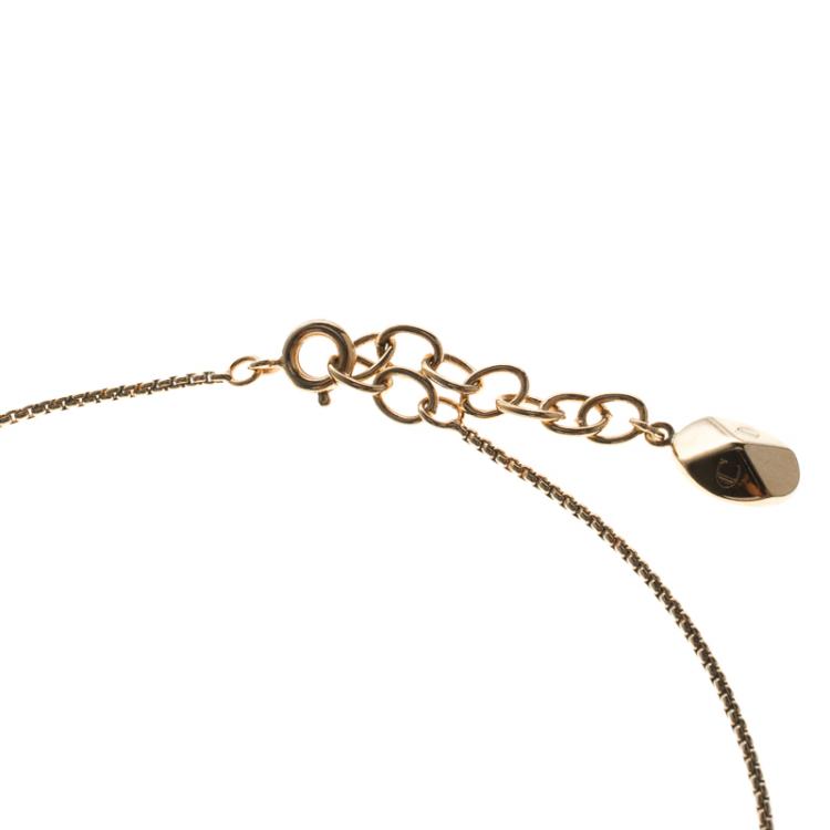 Pre Owned  Dior Pink Crystal Gold Tone Necklace