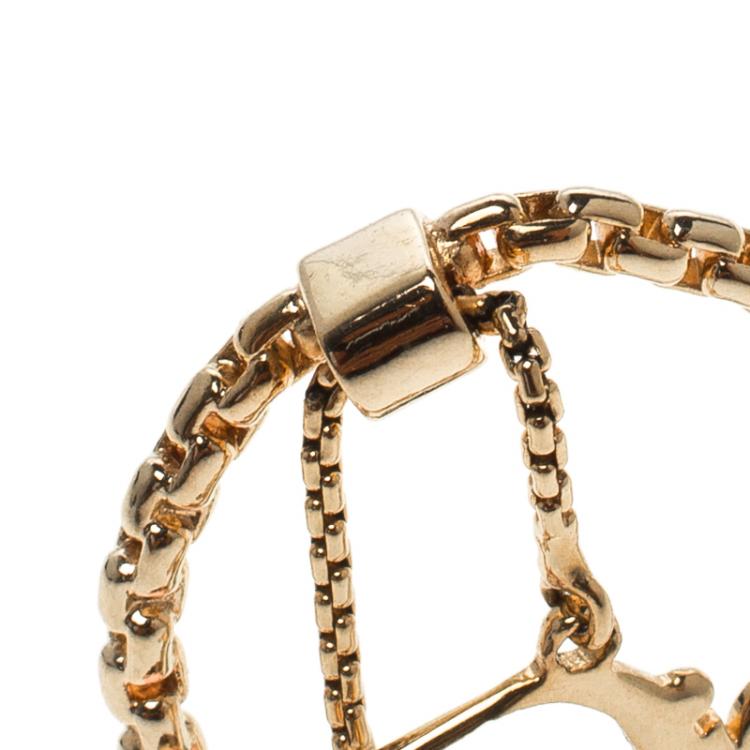 مملوكة مسبقًا Dior Pink Crystal Gold Tone Ring Size 51