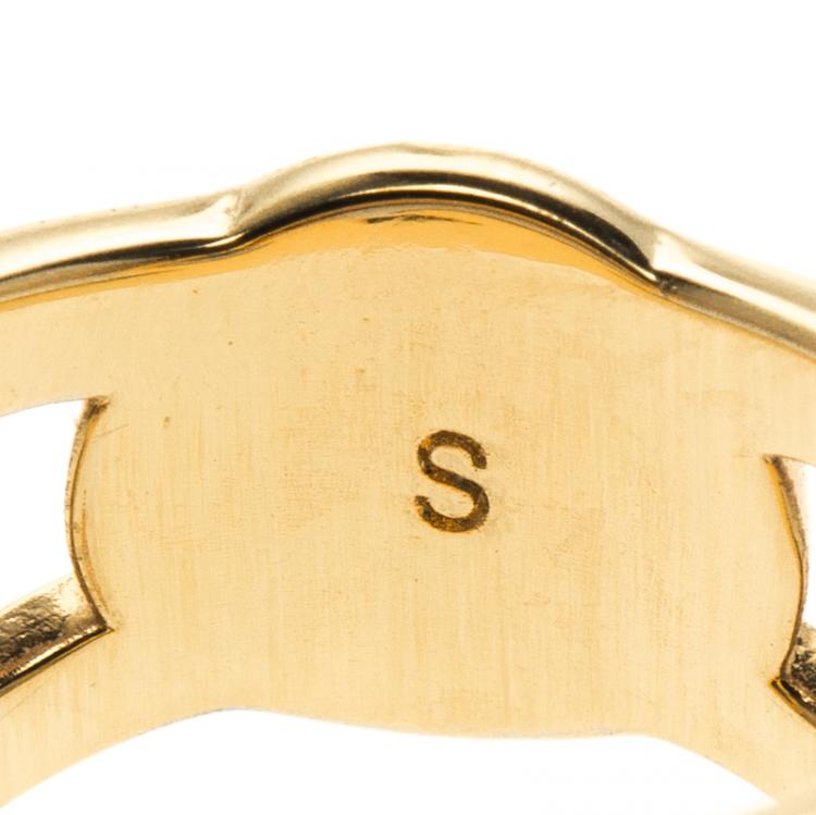 Pre Owned Dior Your Dior Faux Pearl Gold Tone Ring Size 52