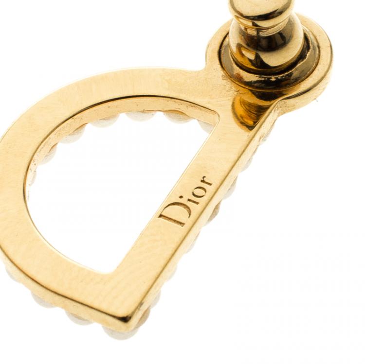 Pre Owned Dior Your Dior Faux Pearl Gold Tone Stud Earrings
