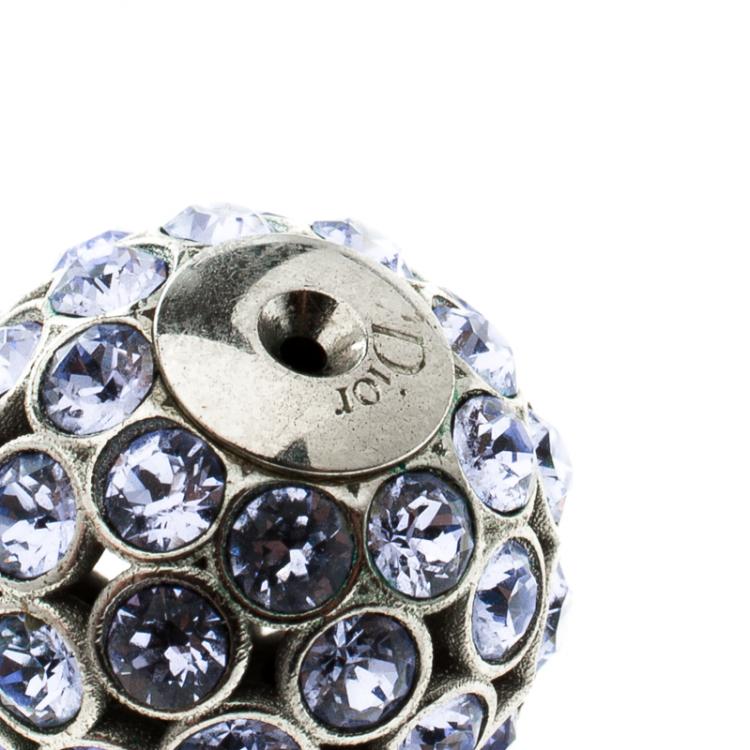 Pre Owned Dior Tribales Purple Crystal Silver Tone Stud Earrings