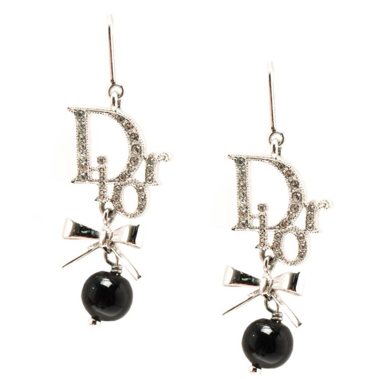 Pre Owned Dior Oblique Bead Drop Earrings