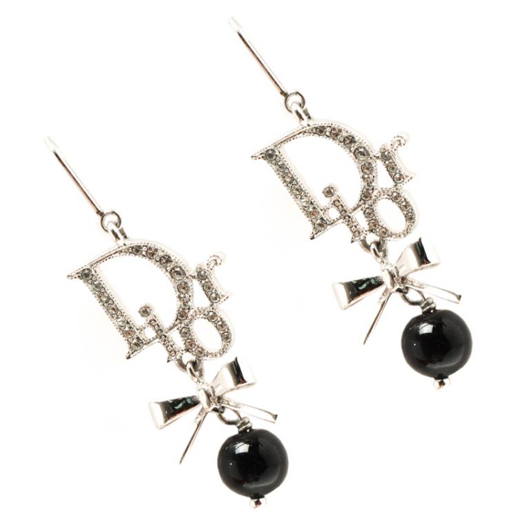 Pre Owned Dior Oblique Bead Drop Earrings