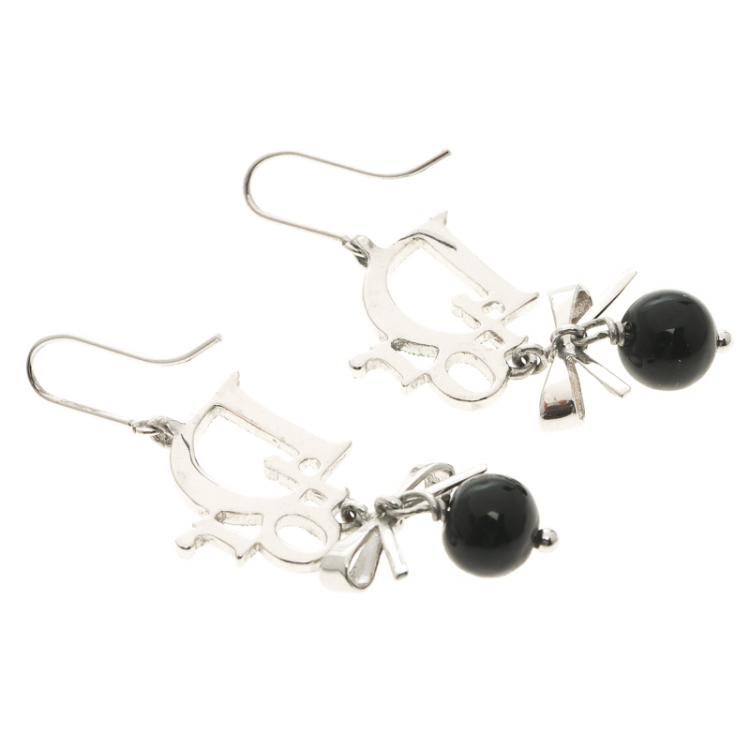 Pre Owned Dior Oblique Bead Drop Earrings