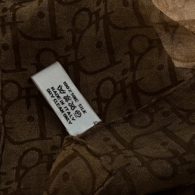 Pre Owned Dior Brown Monogram Printed Silk Stole