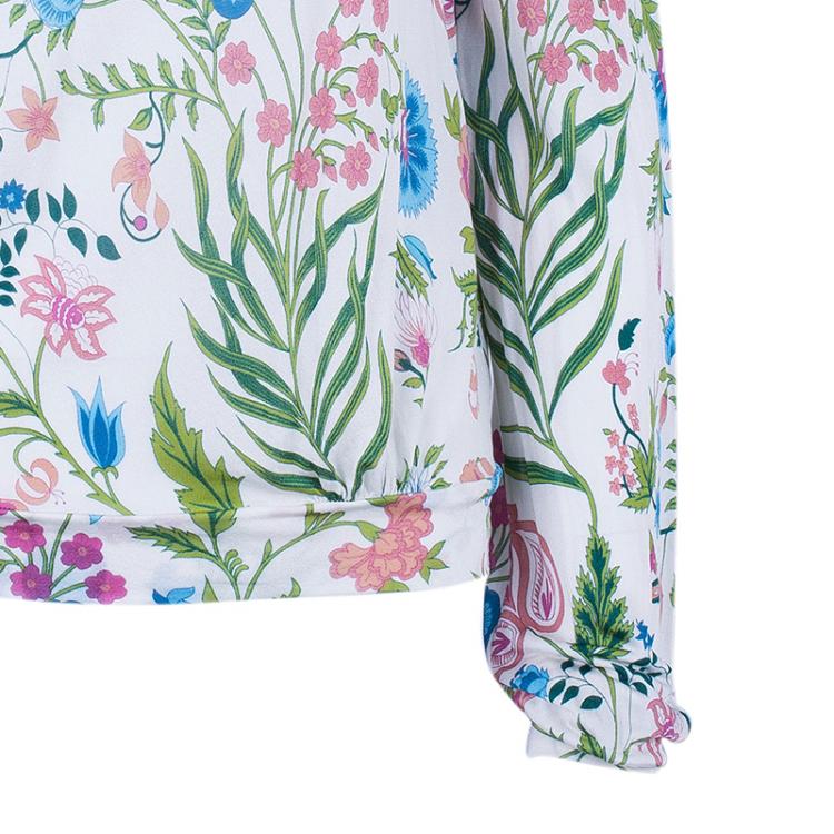 Pre Owned Dior Silk Floral Embellished Top L