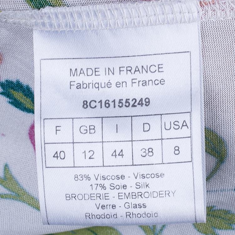 Pre Owned Dior Silk Floral Embellished Top L