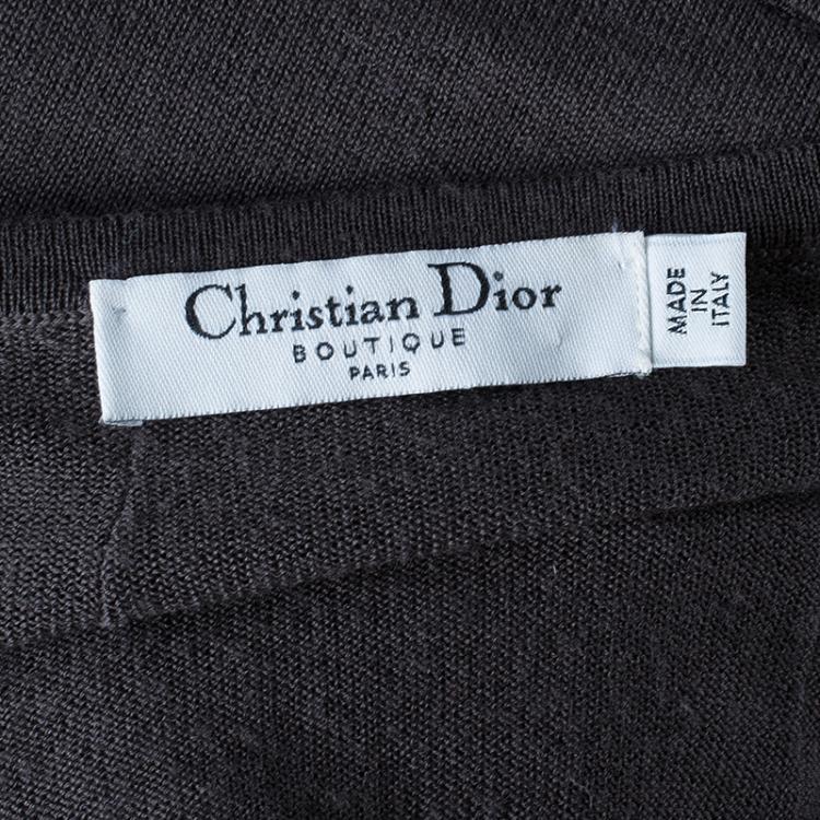 Pre Owned Dior Grey Taupe Wool Top S