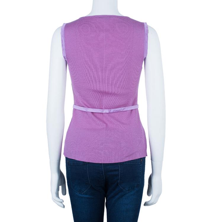 Pre Owned Dior Pink Sleeveles Knit Top S