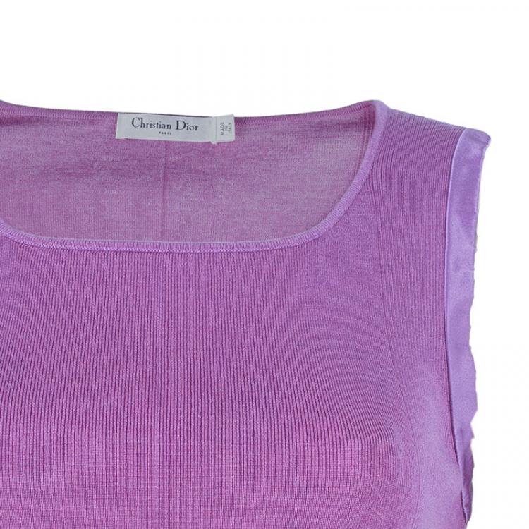 Pre Owned Dior Pink Sleeveles Knit Top S