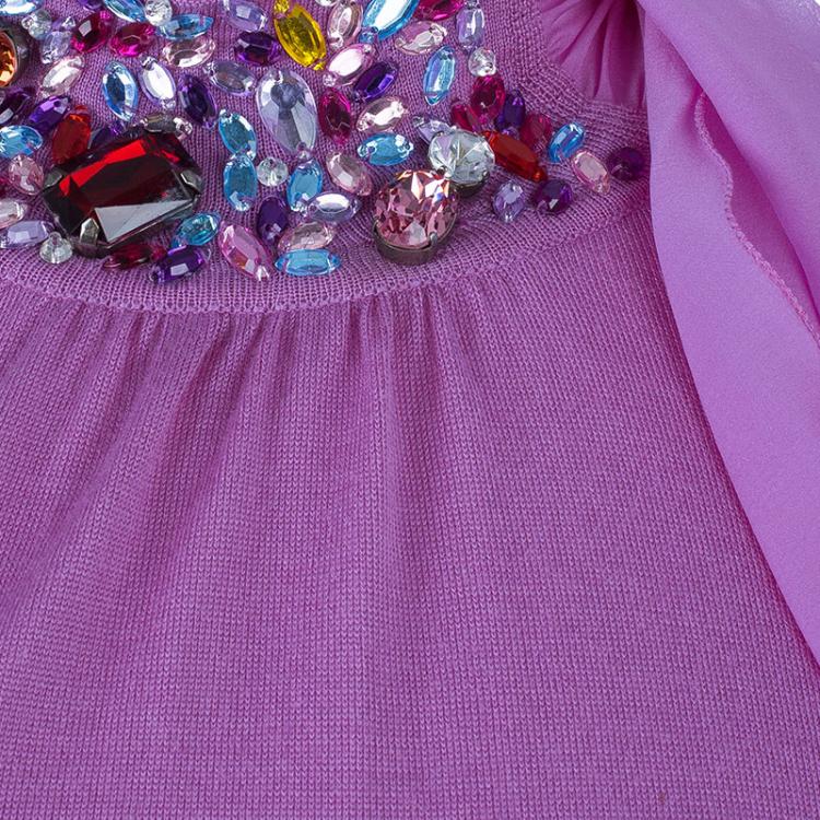 Pre Owned Dior Fuschia Embellished Sweater S