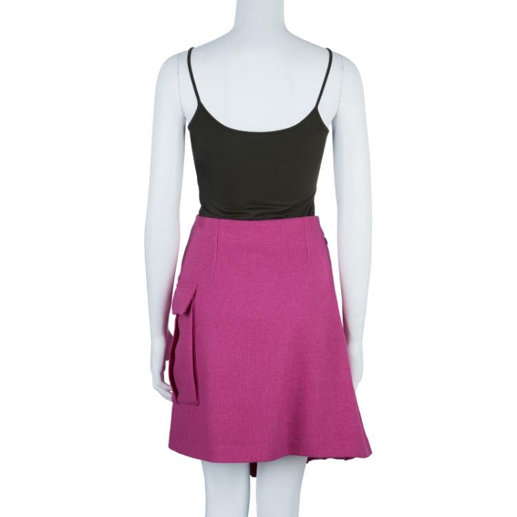Pre Owned Dior Fuschia Pink Wool Skirt M
